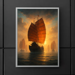 Zheng He treasure fleet emerging from misted horizon poster 5