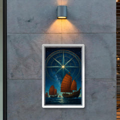 Zheng He treasure fleet under star compass poster 2