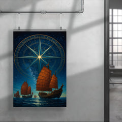 Zheng He treasure fleet under star compass poster 4