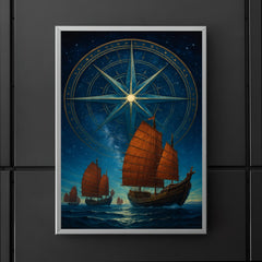 Zheng He treasure fleet under star compass poster 5