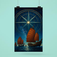 Zheng He treasure fleet under star compass poster 6