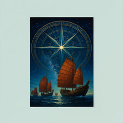 Zheng He treasure fleet under star compass poster 8
