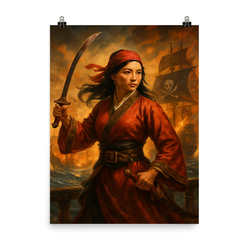 Zheng Yi Sao poster on a plain backdrop in size 8