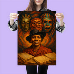 Zora Neale Hurston folkloric masks and manuscripts poster 3