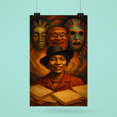 Zora Neale Hurston folkloric masks and manuscripts poster 6
