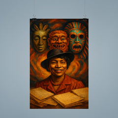 Zora Neale Hurston folkloric masks and manuscripts poster 9