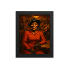 Zora Neale Hurston in Southern juke joint framed print on a plain backdrop in size 8"x10".