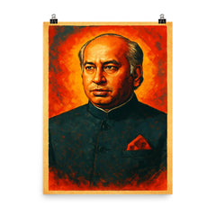 Zulfikar Ali Bhutto poster on a plain backdrop in size 8"x10".