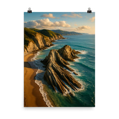 Zumaia Flysch Cliffs Basque Country Spain poster on a plain backdrop in size 8"x10".