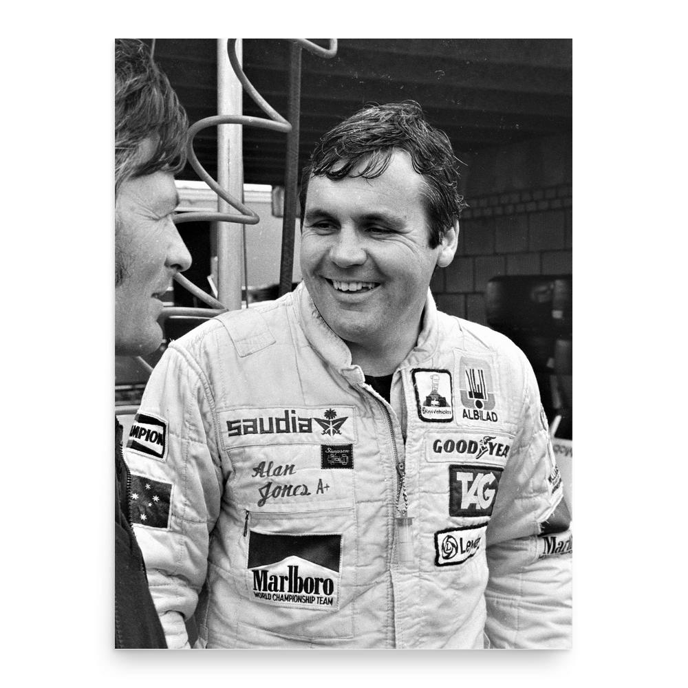 Alan Jones poster print, in size 18x24 inches.
