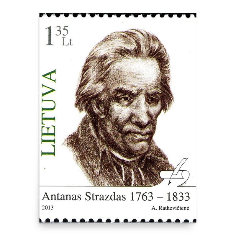 Antanas Strazdas poster print, in size 18x24 inches.