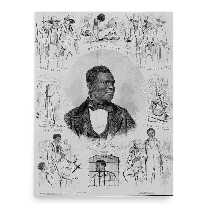 Anthony Burns poster print, in size 18x24 inches.