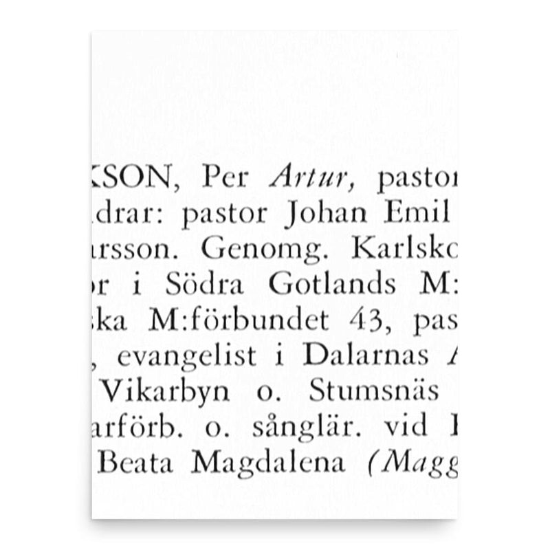 Artur Erikson poster print, in size 18x24 inches.