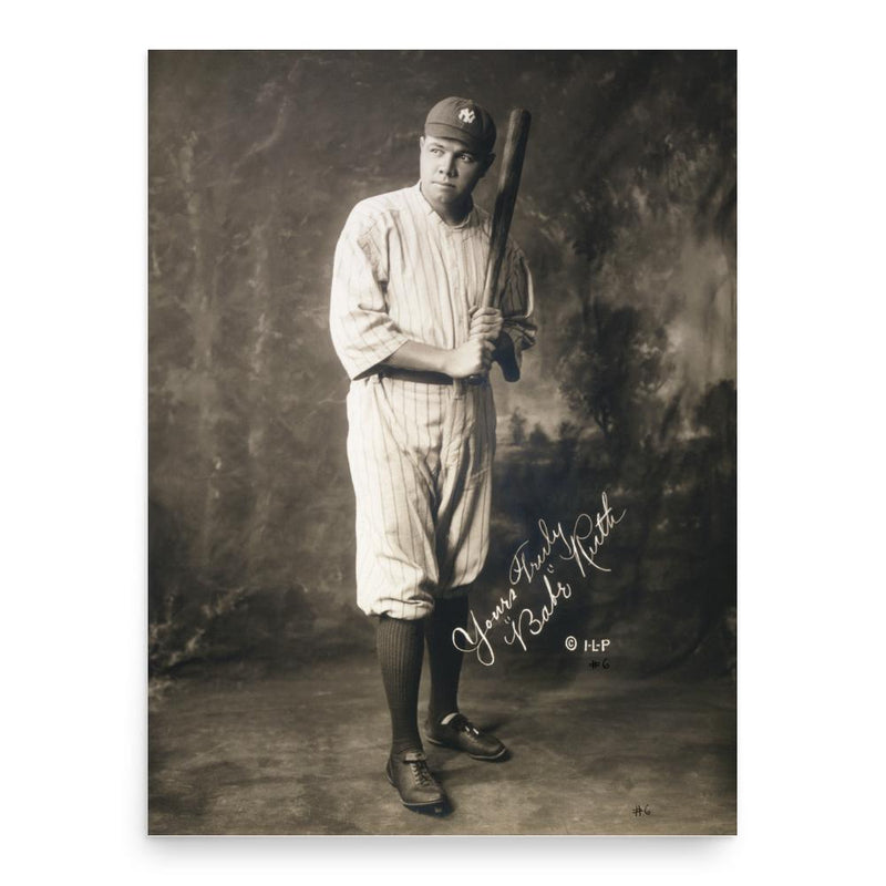 Babe Ruth poster print, in size 18x24 inches.