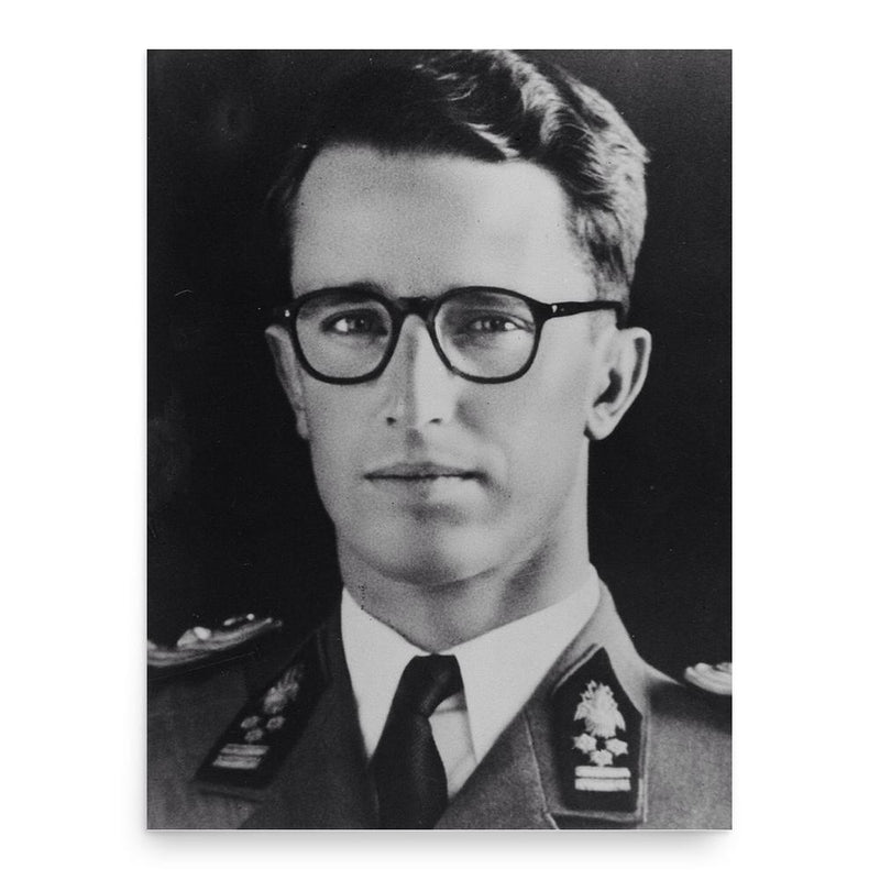 Baudouin of Belgium poster print, in size 18x24 inches.