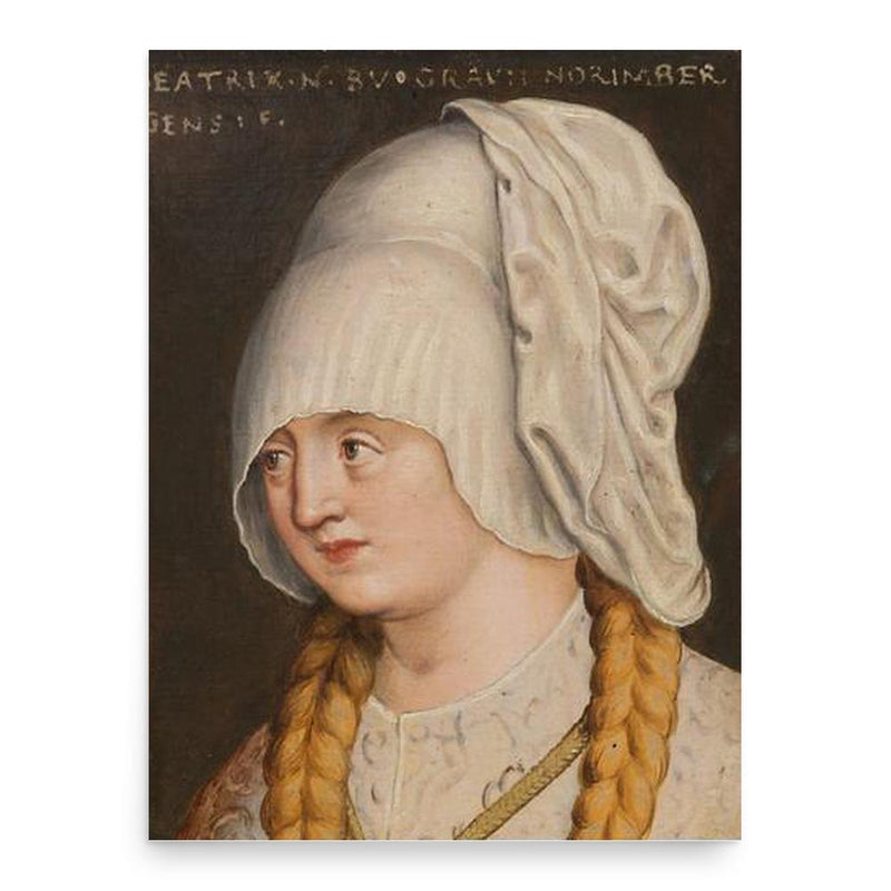 Beatrice of Nuremberg poster print, in size 18x24 inches.
