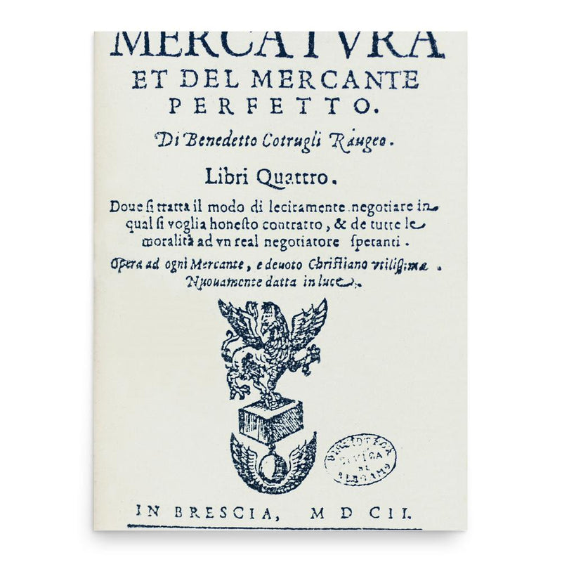 Benedetto Cotrugli poster print, in size 18x24 inches.