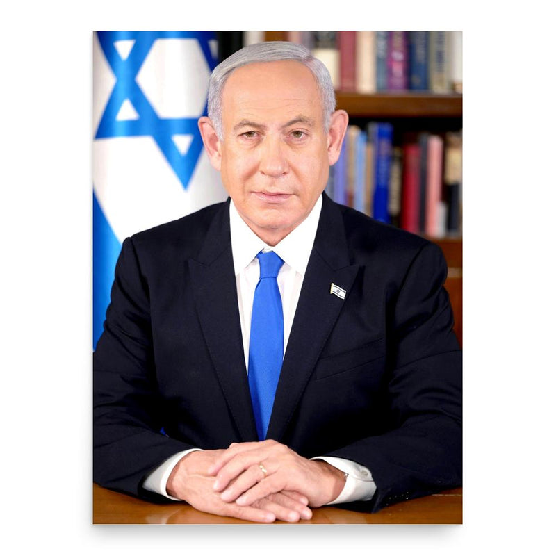 Benjamin Netanyahu poster print, in size 18x24 inches.