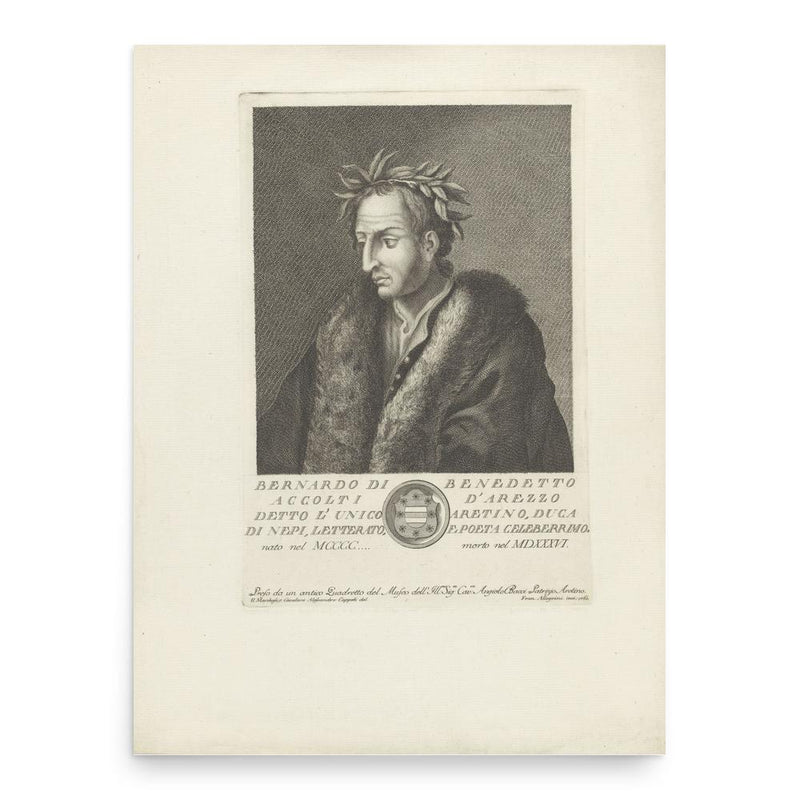 Bernardo Accolti poster print, in size 18x24 inches.