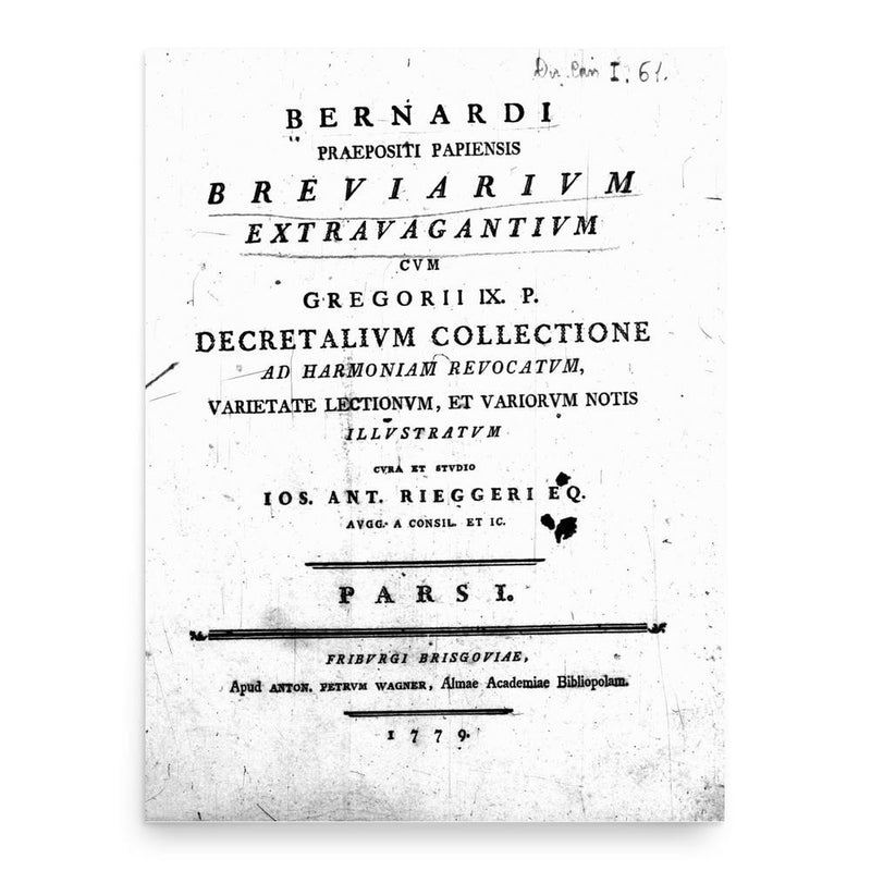 Bernardus Papiensis poster print, in size 18x24 inches.
