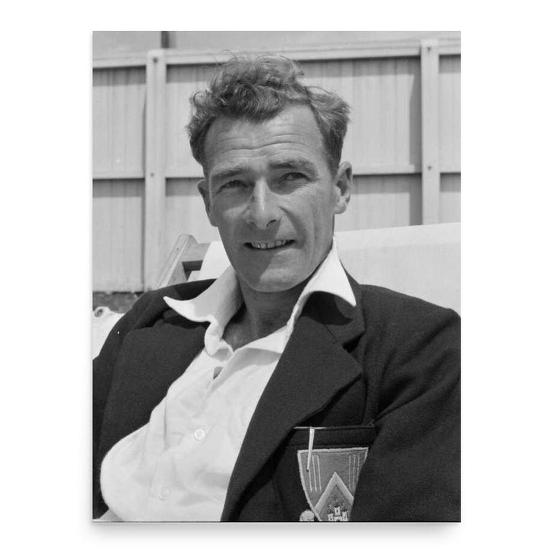 Bert Sutcliffe poster print, in size 18x24 inches.