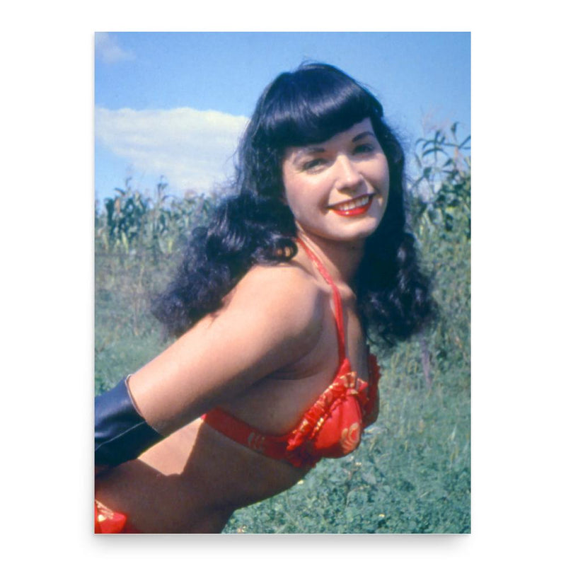 Bettie Page poster print, in size 18x24 inches.