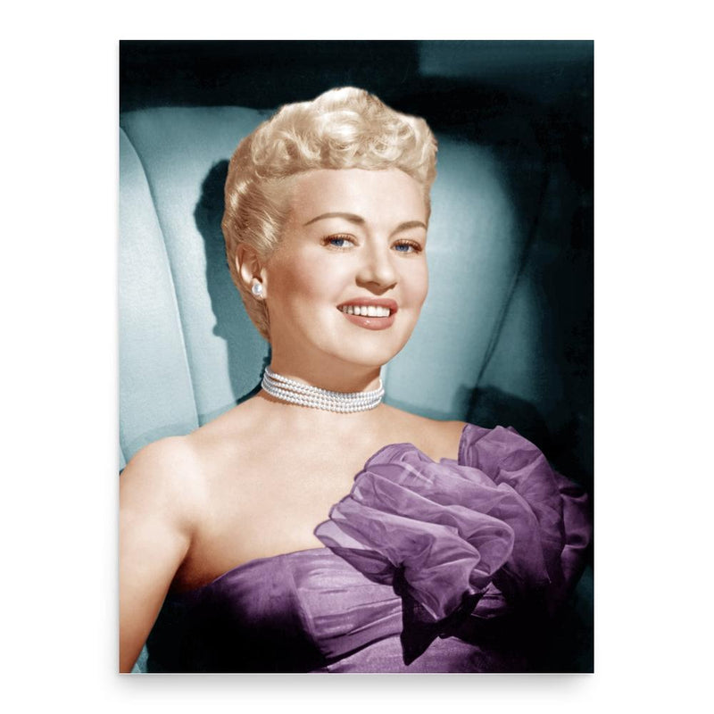 Betty Grable poster print, in size 18x24 inches.
