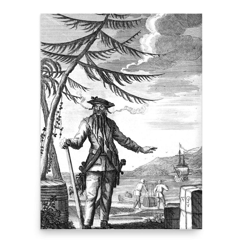Blackbeard (Edward Teach) poster print, in size 18x24 inches.