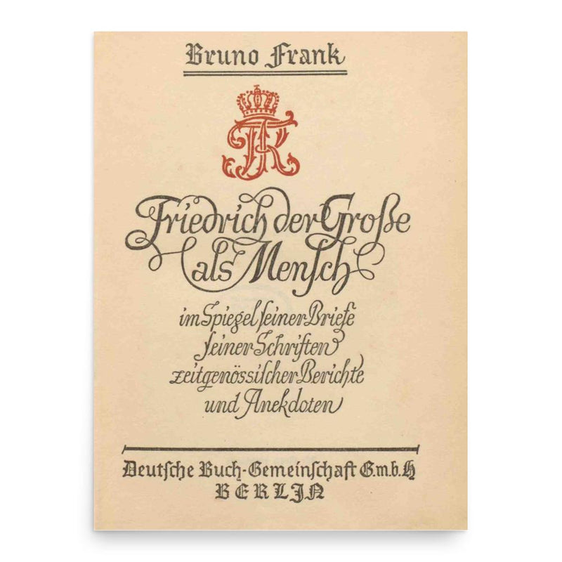 Bruno Frank poster print, in size 18x24 inches.