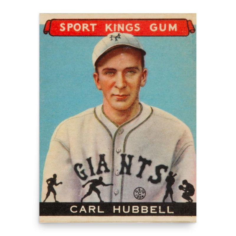 Carl Hubbell poster print, in size 18x24 inches.