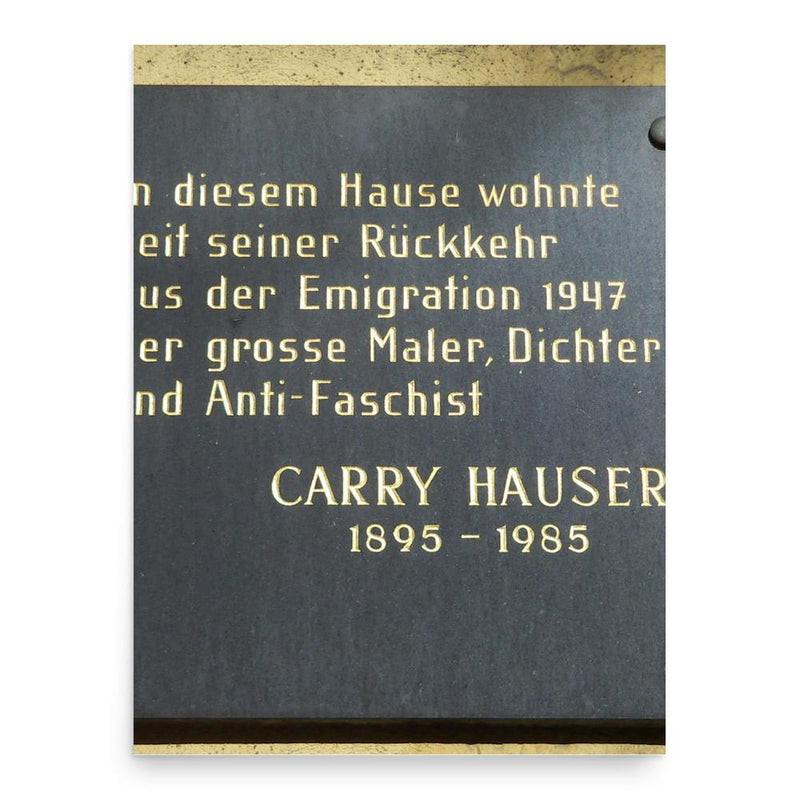 Carry Hauser poster print, in size 18x24 inches.