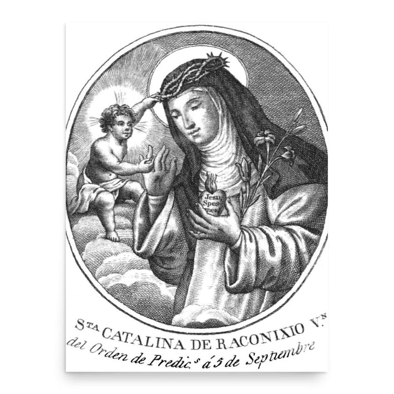 Catherine of Racconigi poster print, in size 18x24 inches.