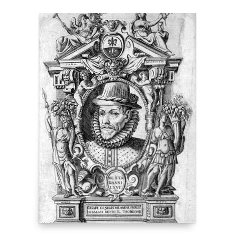 Cesare Negri poster print, in size 18x24 inches.