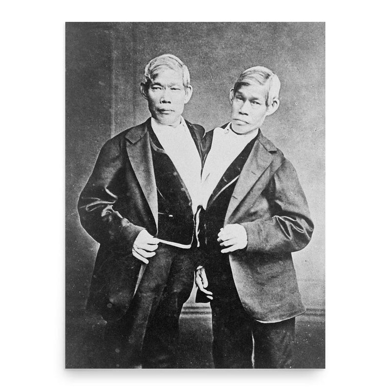 Chang and Eng Bunker poster print, in size 18x24 inches.