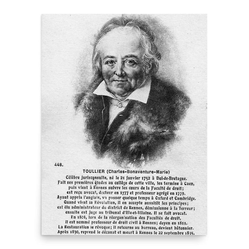 Charles Bonaventure Marie Toullier poster print, in size 18x24 inches.