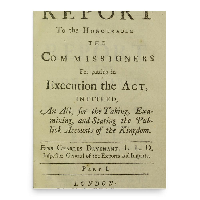 Charles Davenant poster print, in size 18x24 inches.