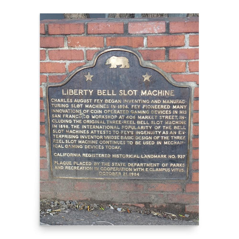 Charles Fey poster print, in size 18x24 inches.