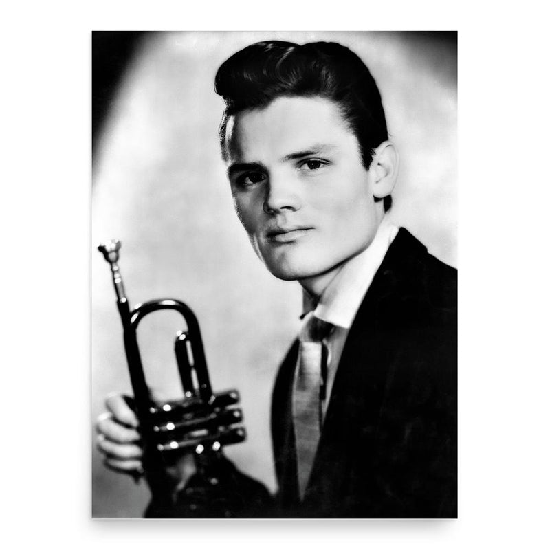 Chet Baker poster print, in size 18x24 inches.