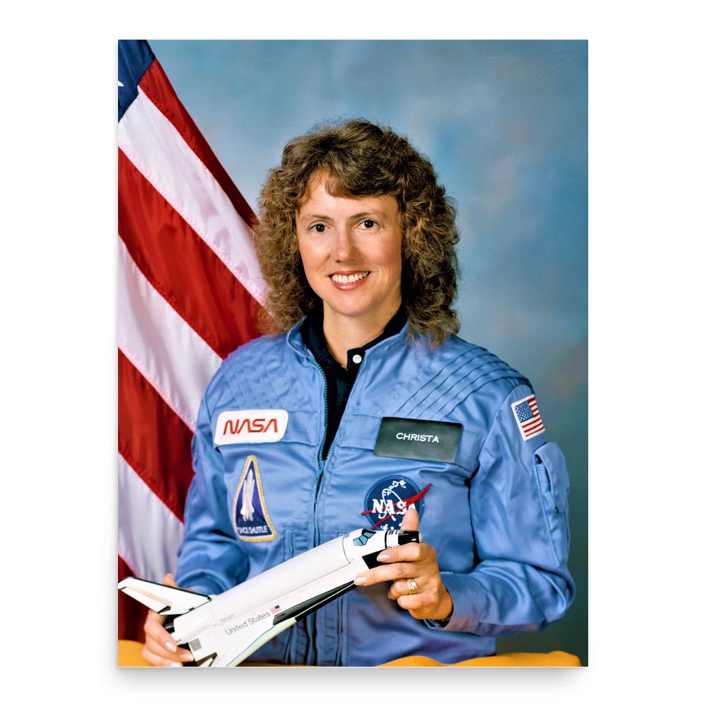 Christa McAuliffe poster print, in size 18x24 inches.