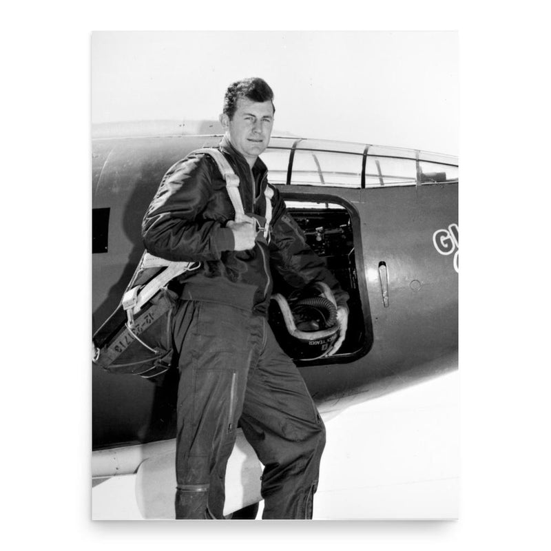 Chuck Yeager poster print, in size 18x24 inches.