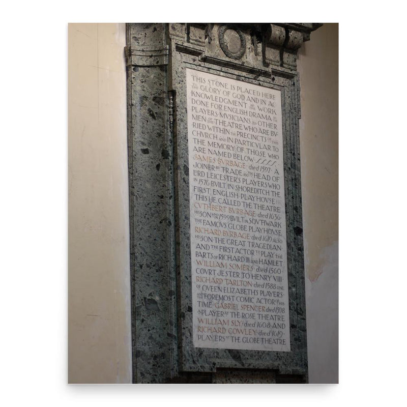 Cuthbert Burbage poster print, in size 18x24 inches.