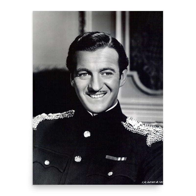 David Niven poster print, in size 18x24 inches.