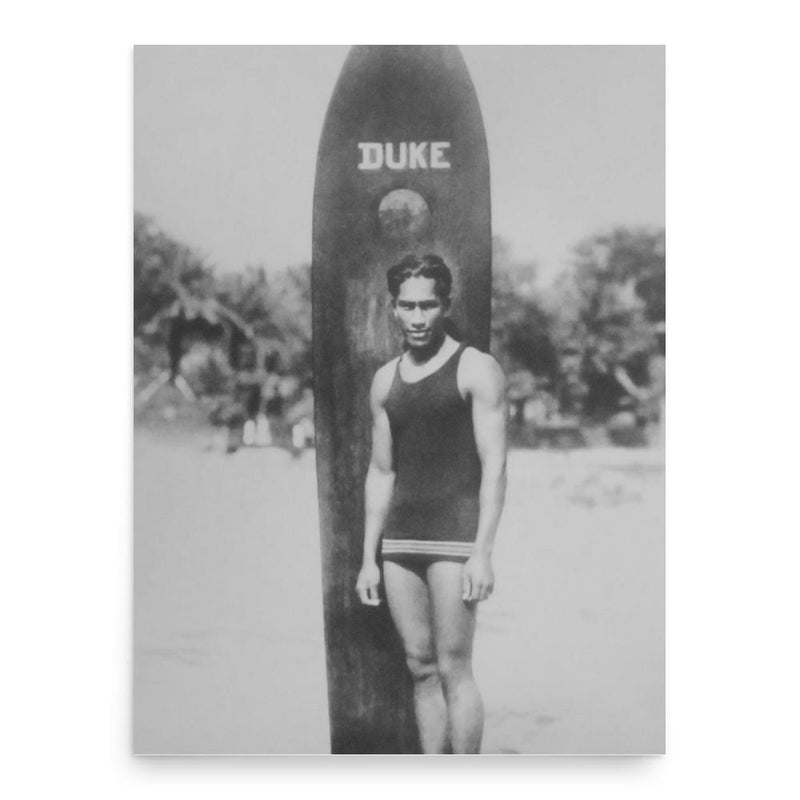 Duke Kahanamoku poster print, in size 18x24 inches.