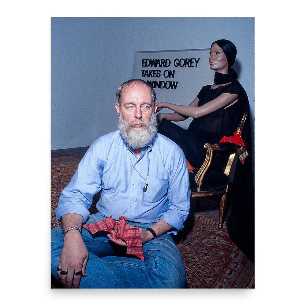 Edward Gorey poster print, in size 18x24 inches.