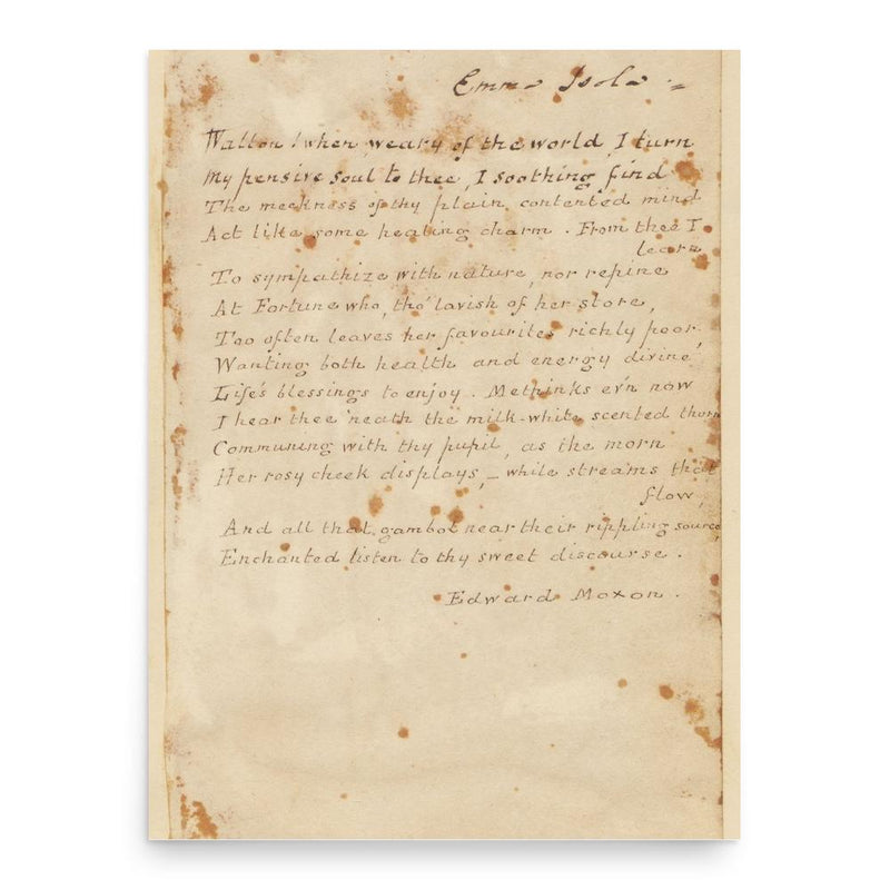 Edward Moxon poster print, in size 18x24 inches.