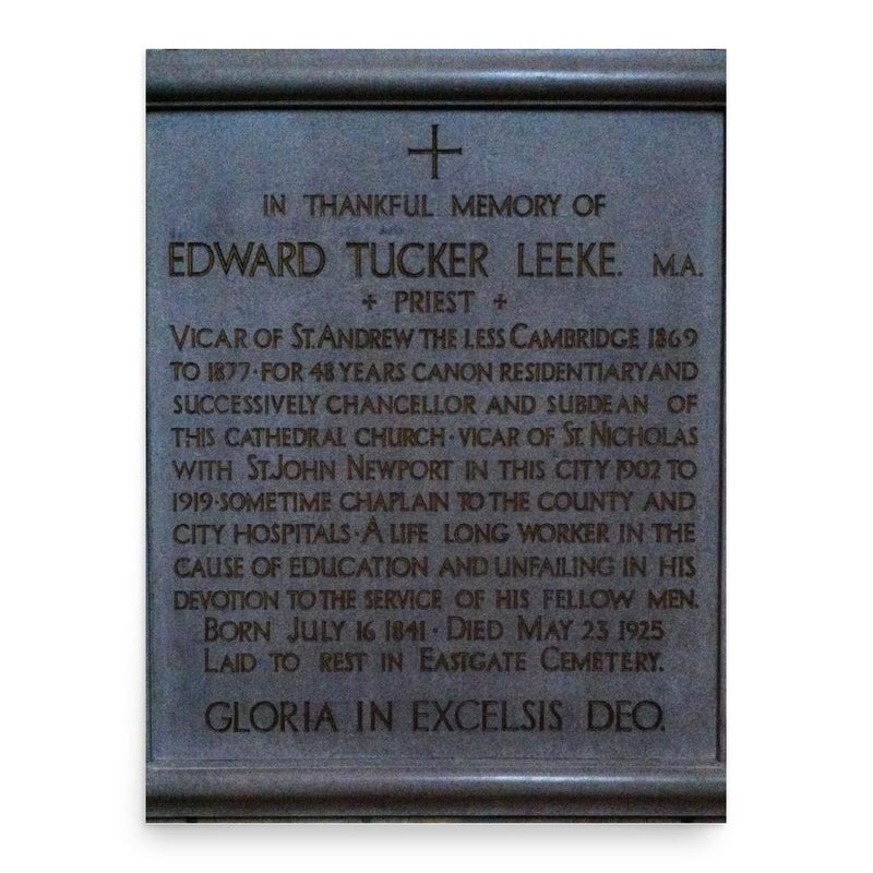 Edward Tucker Leeke poster print, in size 18x24 inches.