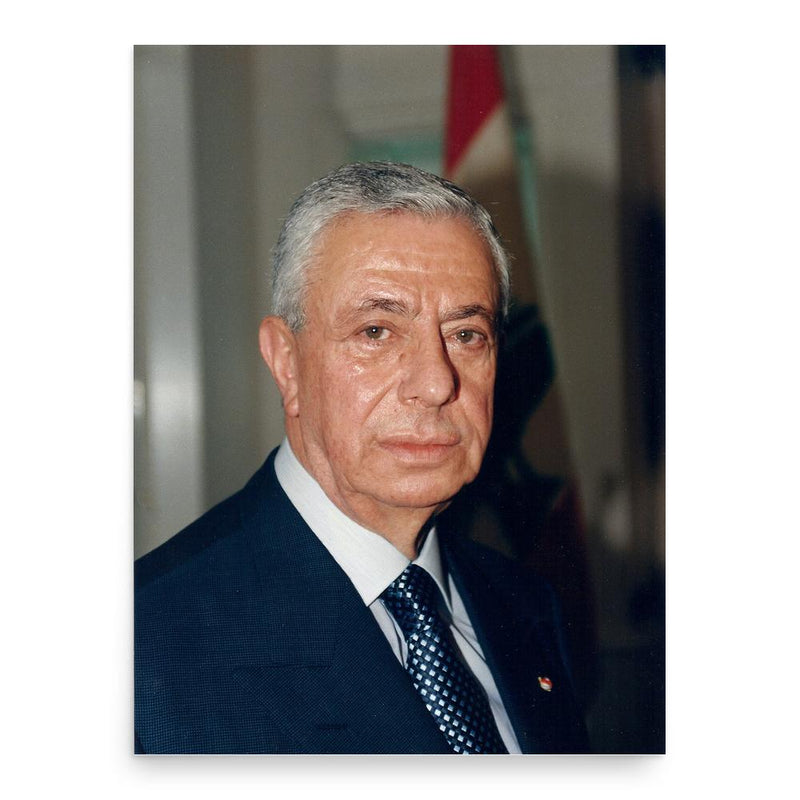 Elias Hrawi poster print, in size 18x24 inches.