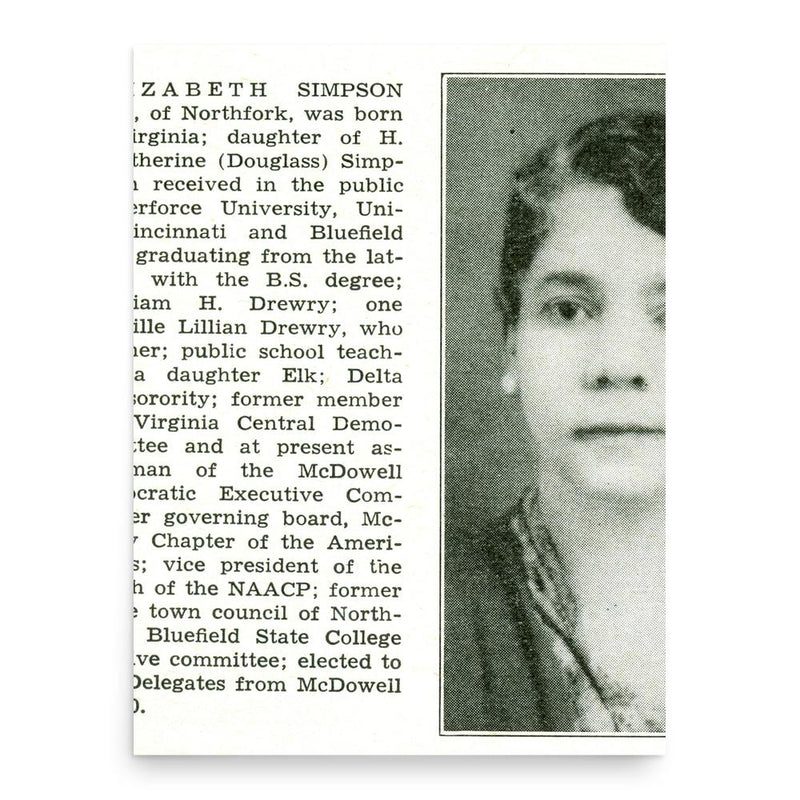 Elizabeth Simpson Drewry poster print, in size 18x24 inches.