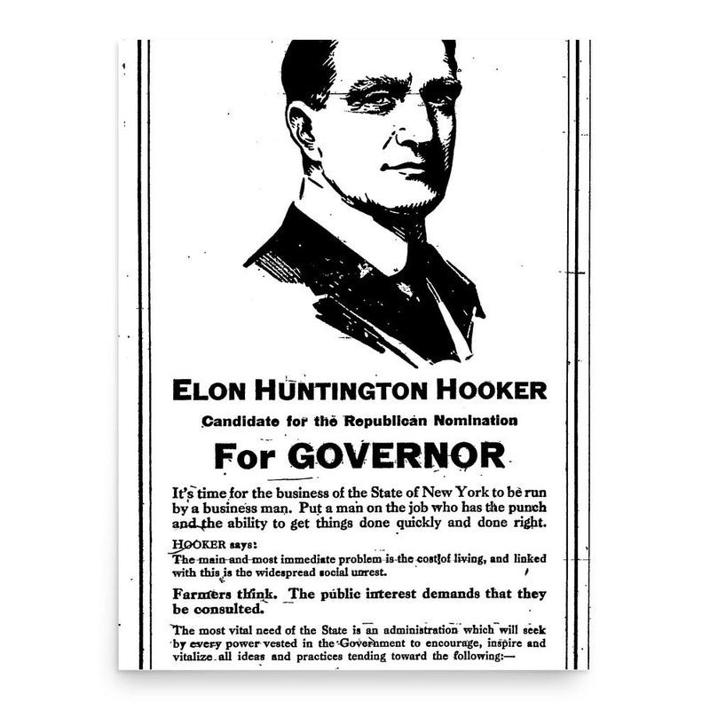 Elon Huntington Hooker poster print, in size 18x24 inches.