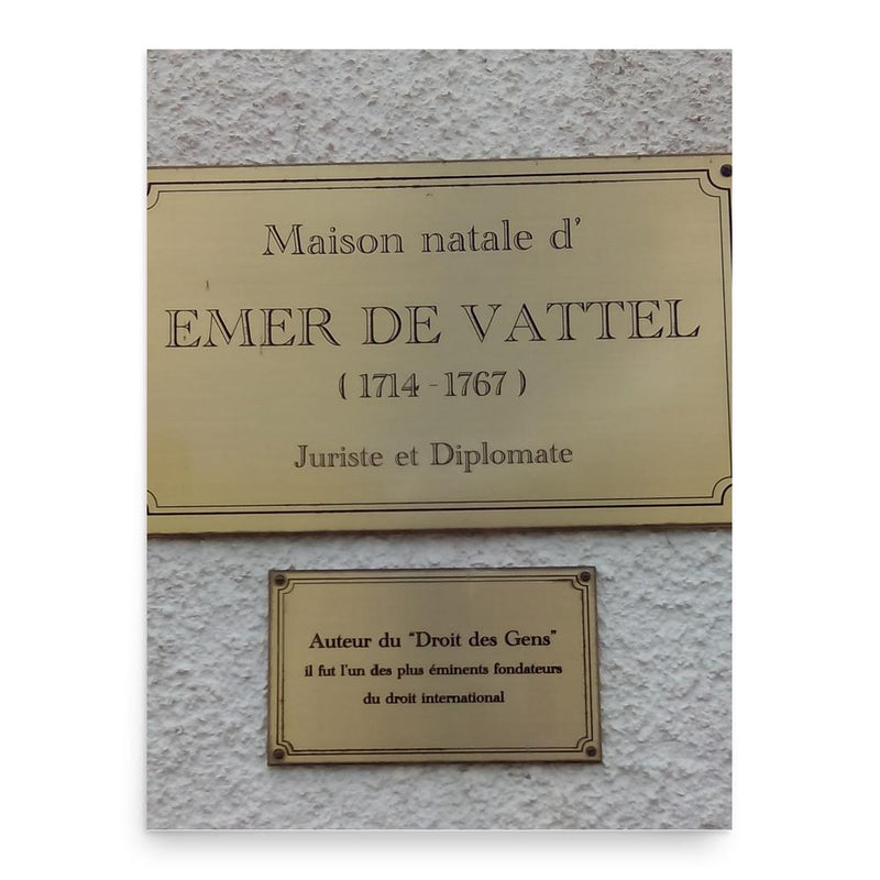 Emer de Vattel poster print, in size 18x24 inches.